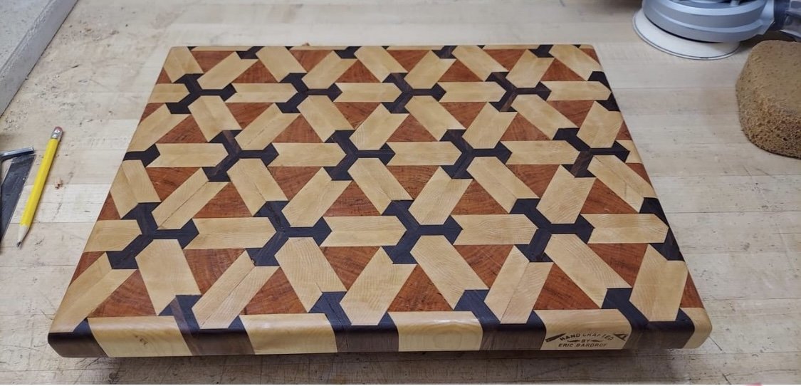 Custom geometric woodworking detail